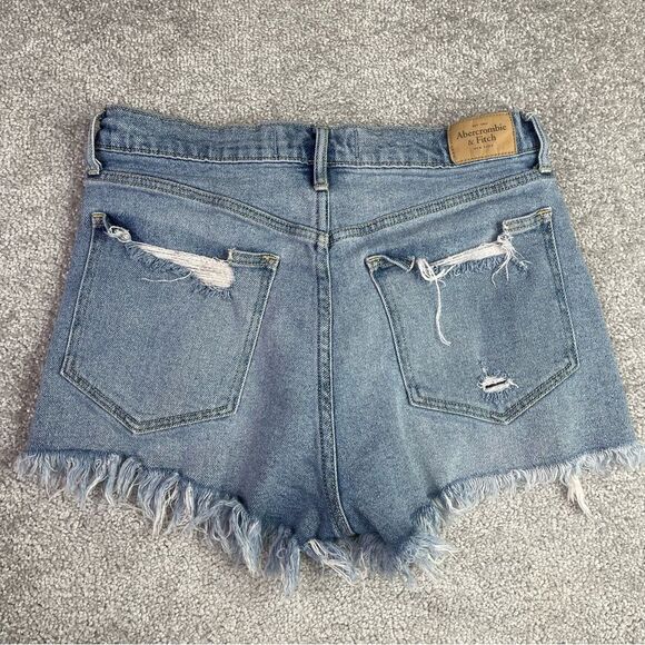 Abercrombie & Fitch Cut Off Shorts Women's 28 Blue Denim Distressed Frayed - Picture 2 of 8